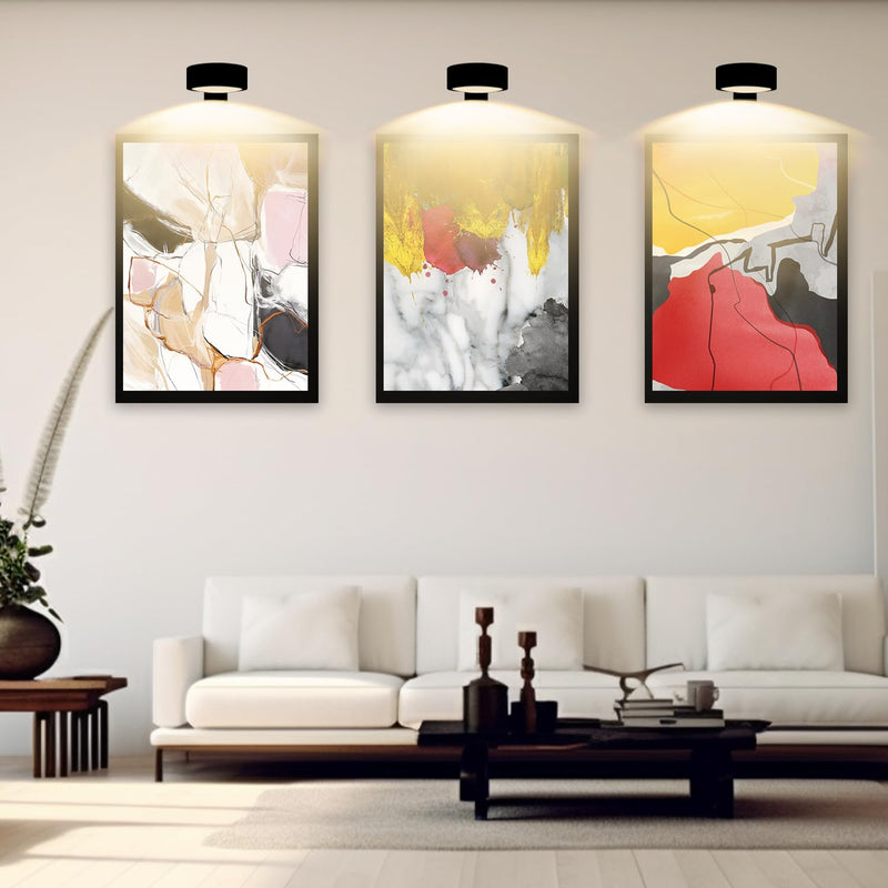 3PACK Picture Light Battery Operated with Remote, Painting Light for Art with 3 Lighting Colors&Dimmable, LED Art Display Accent Light on Wall for Pictures Dartboard Photo Frame Portrait Black