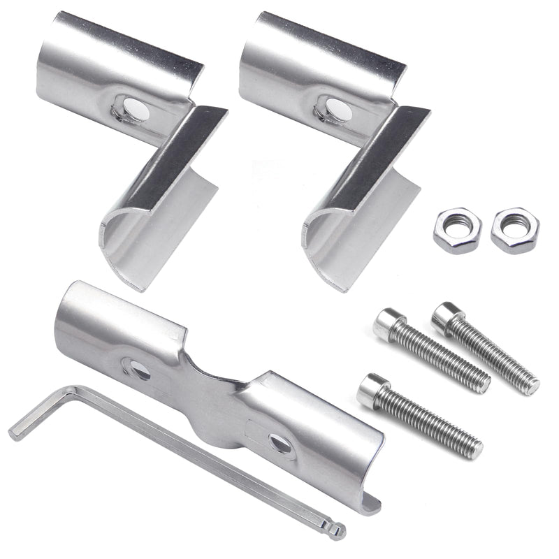 2 Sets 1inch,4 way Pipe Clamp, 4-way Metal Connectors, for 4-Way Pipe Clamp end Rail Clamps (for 1" or 25MM OD, Silver) 1inch 4 way pipe clamp