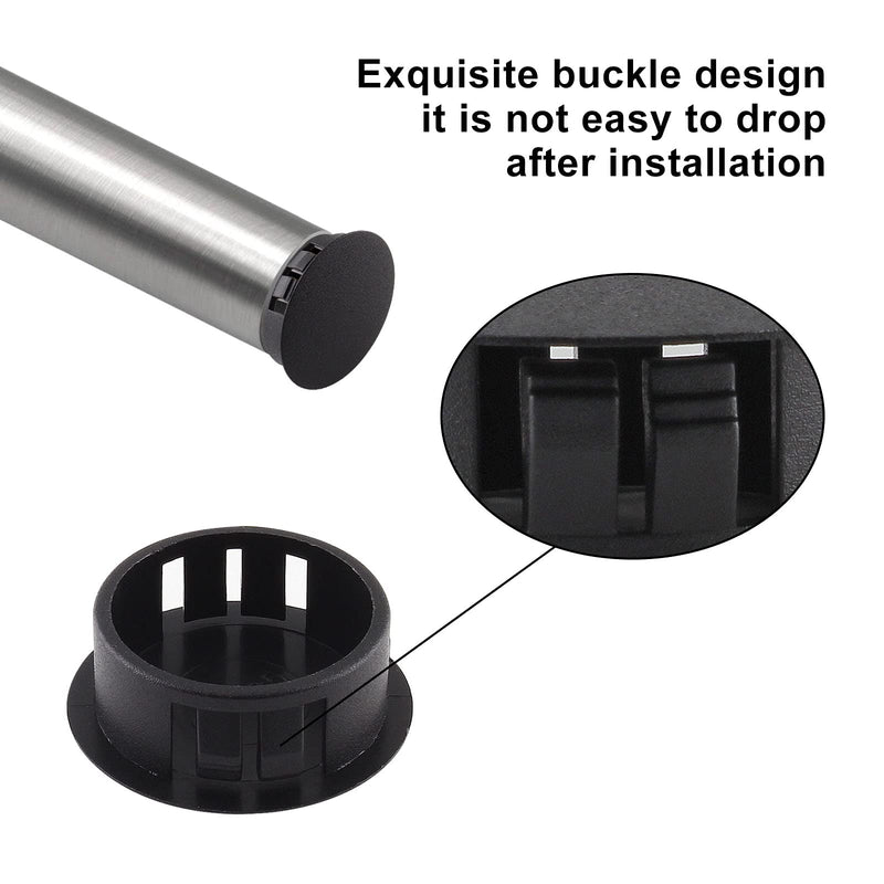 25Pcs 3/4 Inch(19mm) Black Hole Plug Plastic Hole Cover, Round End Cap Plug Flush Type Tube Insert Plug, Pipe Post Plug Panel Plug for Chair Furniture Glide Protectors 3/4" / 19mm(25Pcs)