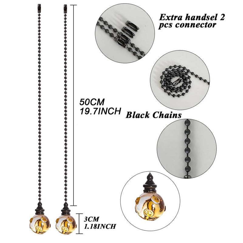 Crystal Ceiling Fan Pull Chains Hanging Amber Point Pendants Prism Pack of 2