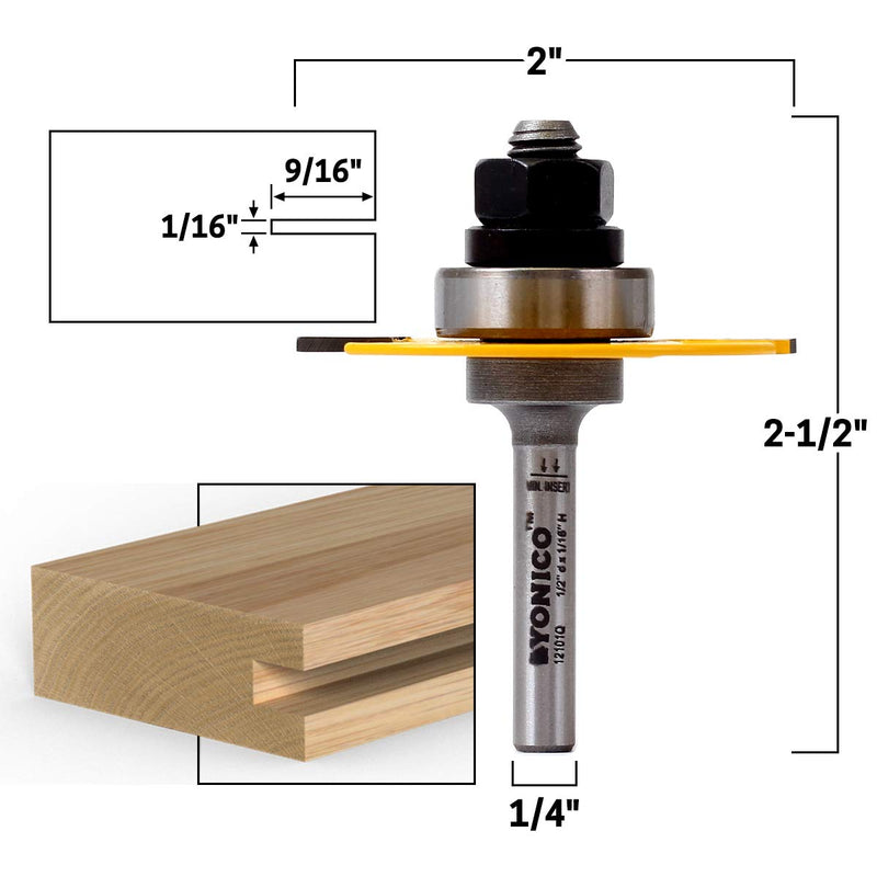 YONICO Router Bits Slotting Cutter 1/16-Inch 1/4-Inch Shank 12101q 1/16" H x 9/16" D - 1/4" Shank
