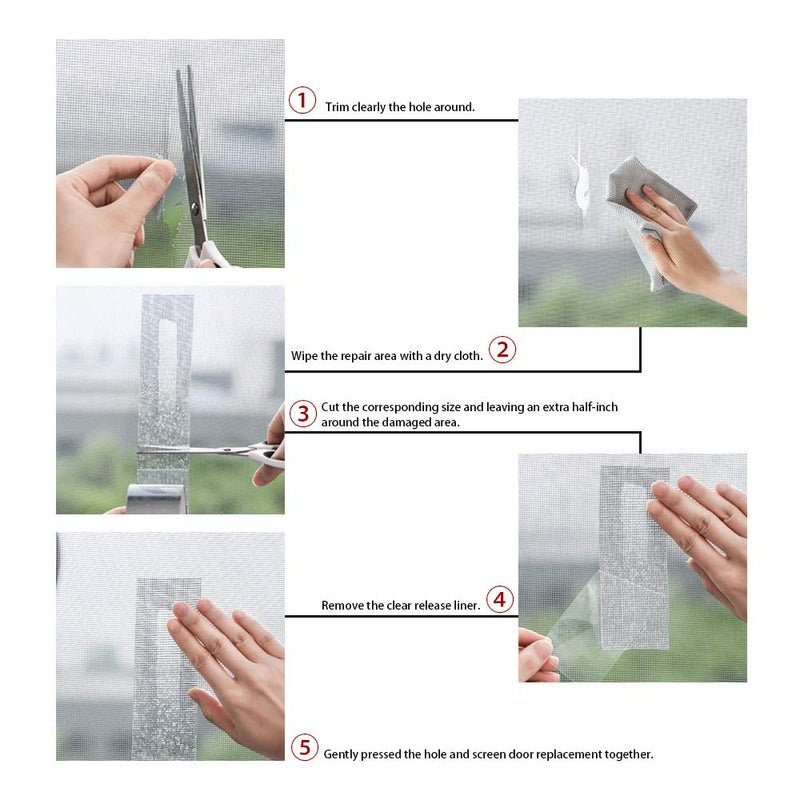 FLYZZZ Window Screen Repair Kit Tape, 79.4 in Waterproof Screen Repair Tape, 3-Layer Strong Adhesive Window Screen Doors Repair Patch Tape Suitable for Covering Holes&Tears Instantly 2x79.4 Inches Light gray