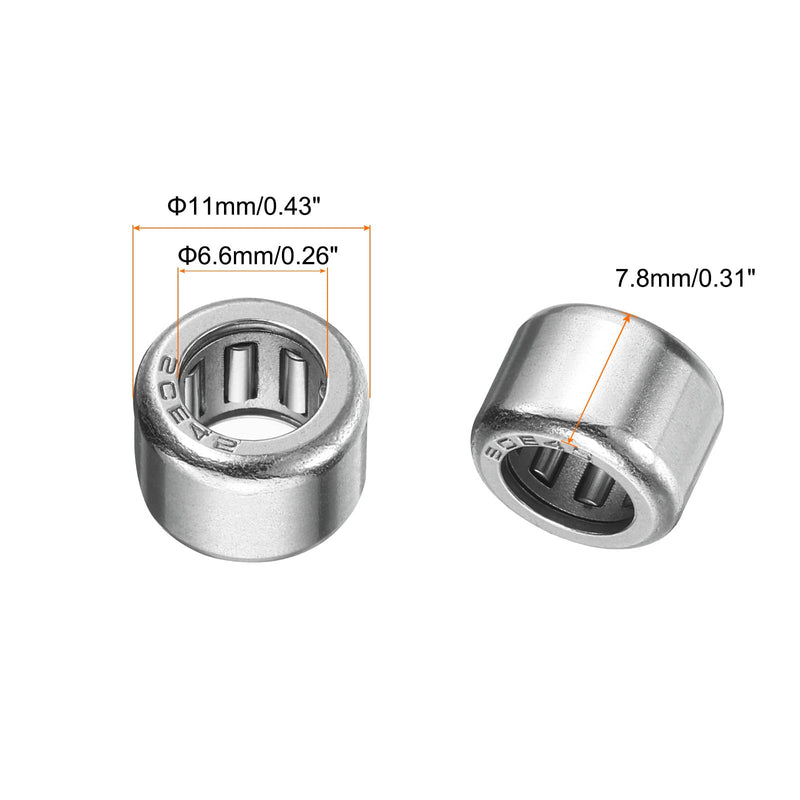uxcell 10 Pcs HK0608 Needle Roller Bearings One Way Bearing 0.26 x 0.44 x 0.31 Inch, ABEC 3 Chrome Steel Bearing