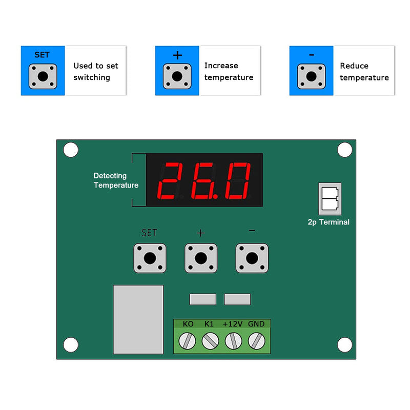 6pcs W1209 DC 12V Digital Temperature Controller Board Red Digital Display Thermostat -50-110°C Electronic Temperature Temp Control Module Switch with Waterproof Case 6pcs Red