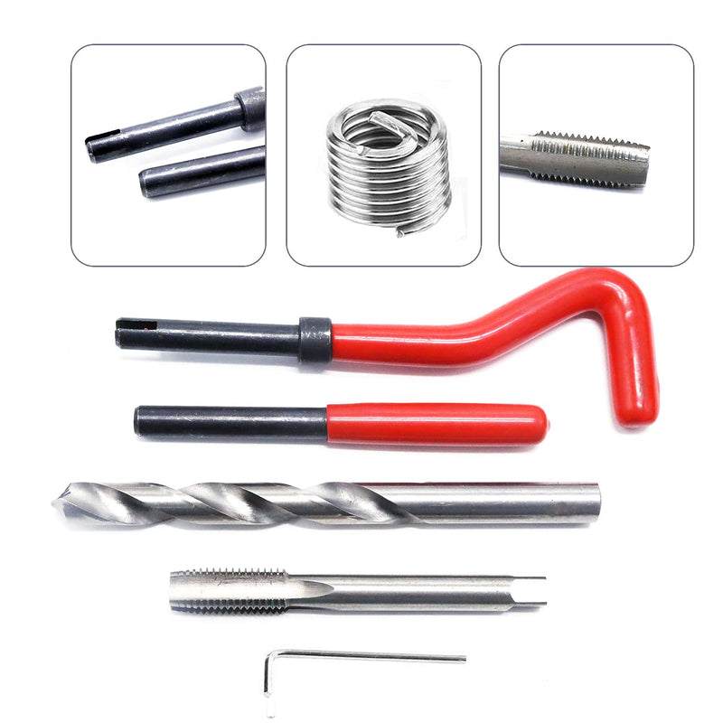 XT AUTO 30pcs Stainless Steel M10 x 1.5mm Thread Repair Insert Kit Compatible Hand Tool Set for Auto Repairing