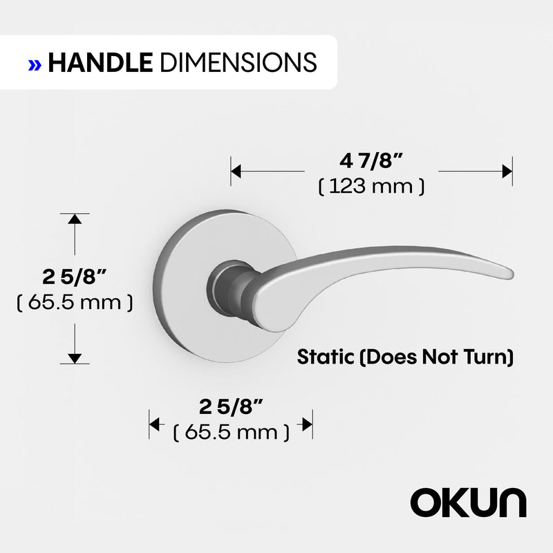 Okun Brook Dummy Door Handle – 2 Pack, Right-Handed, Non-Turning Lever for Closet, Pantry, or Hallway Doors – Chrome Finish