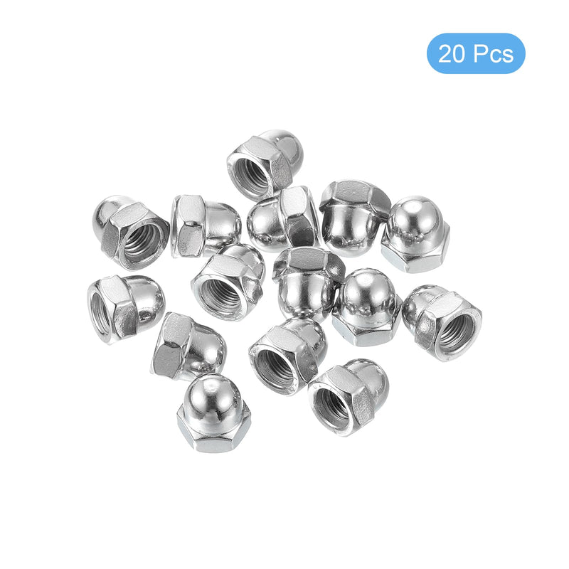 uxcell 5/16"-18 Acorn Cap Nuts, 20Pcs 304 Stainless Steel Dome Cap Head Acorn Nut Hardware Nuts for Bolt Cover, Silvery 20