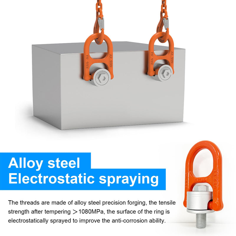Eye Bolt M12x 20 Max Load 1 Tons Metric Thread Universal Swivel Hoist Rings 360°Rotation Made of Alloy Steel, Tensile Strength > 1080MPa (M12 x 20) M12 x 20
