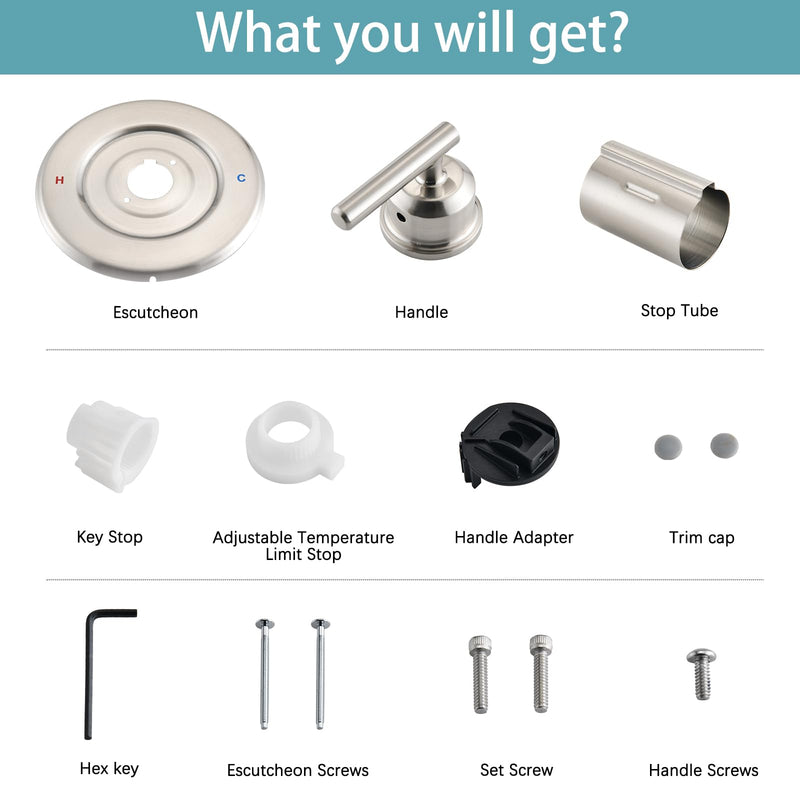 Replacement for Moen Posi-Temp Valve Only Shower Faucet Trim Kit (Valve& Catridge Not Inclued), Volume and Temperature Control Level Handle, Brushed Nickel