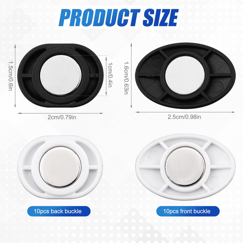 10 Pairs Race Bib Magnets, Plastic Magnetic Race Number Holders Race Bib Clips Running Bib Buckles Bib Fasteners Bib Pins Magnetic Marathon Bib Clips for Running Triathlon Cycling (Oval)