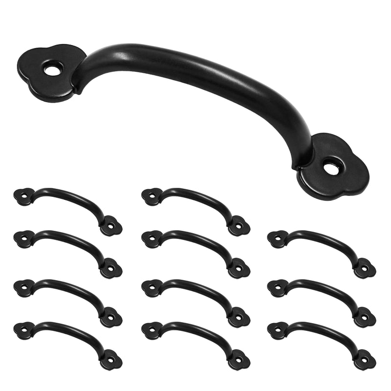 Bivethoi 12 Pcs Barn Door Handles, Metal Door Handle Black, Gate Pull Handle for Outdoor Garage Fence, Indoor Drawer Closet.