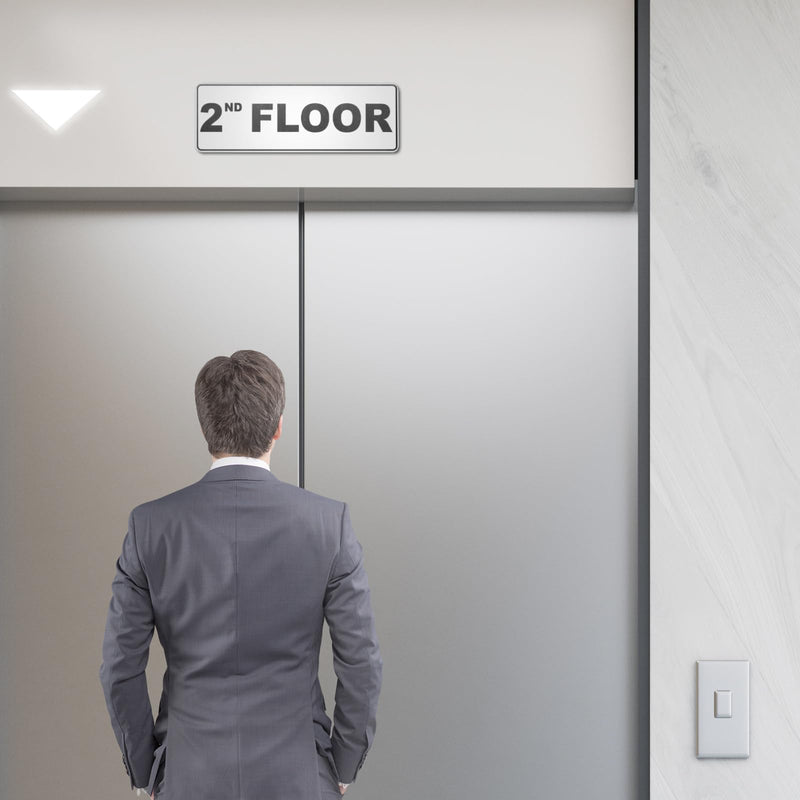 Blulu 2nd Floor Sign with Double Sided Tape Stainless Steel Floor Number Sign for Door 2.76 in x 7.87 in Durable Metal