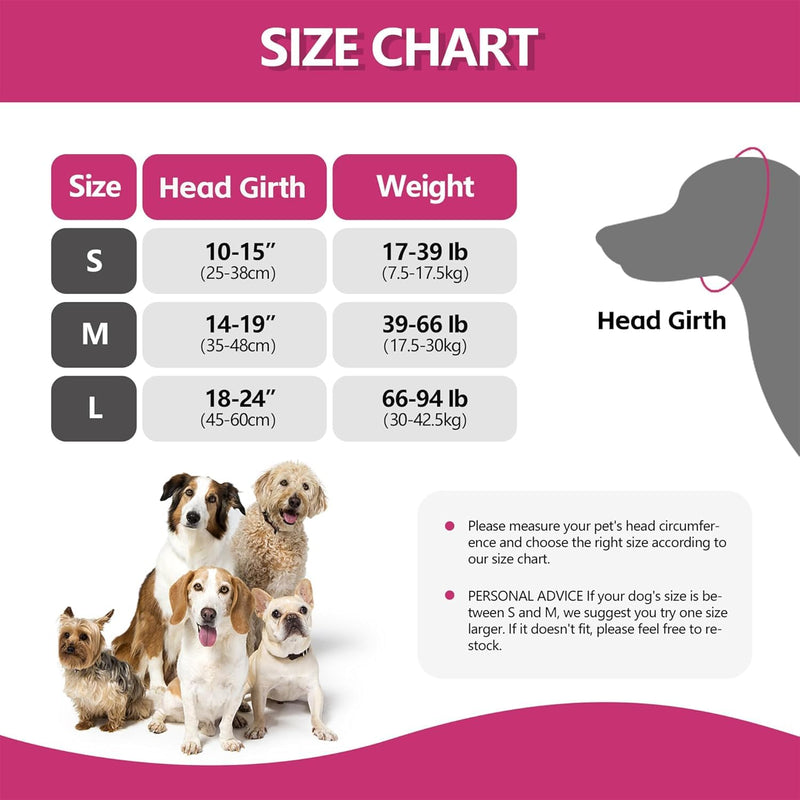 Dog Calming Hoodie Quiet Ear Cover for Noise Protection Anxiety Relief Ear Muffs, No Shake Ear Wraps for Dogs, Waterproof Swim Cap Bath Blow Dry Headband Wraps for Ear Hematoma Groom Fireworks(L,pink) ROSE RED Large(Head Circle:18"-24")