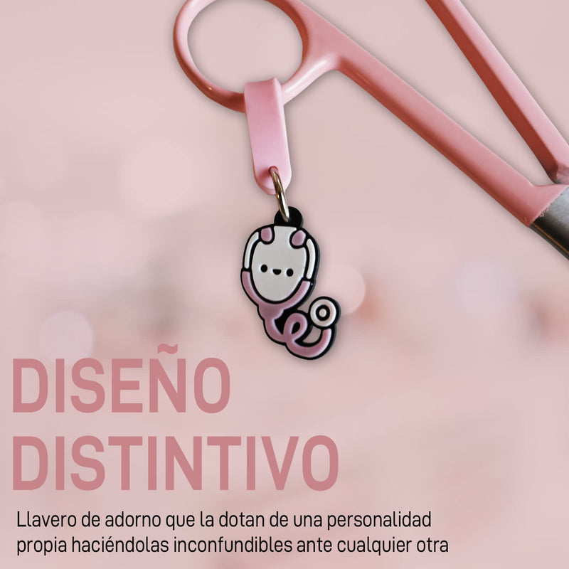 Nursing Scissors - Medical scissors- Blunt Tip Scissors - Stainless Steel - Design - Distinctive Keyring (Pink) Pink