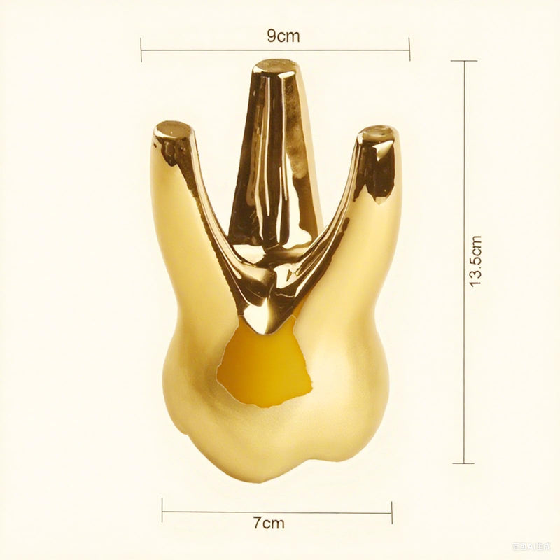 Dental Teeth Modle Handicrafts Ornaments Office Tooth Model Gift | Display Decoration Clinic Desktops ,Golden Tooth shape Golden