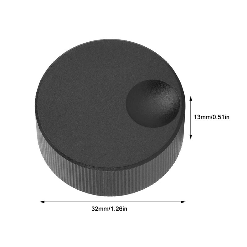 Aluminium Volume Control Knob, 32x13mm, Black, Universal, with Set Screw for 6mm Potentiometer