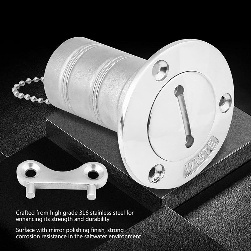 Aramox Marine Deck Filler, 316 Stainless Steel, 1.5inch Keyless Gas Fuel Fill for Boat