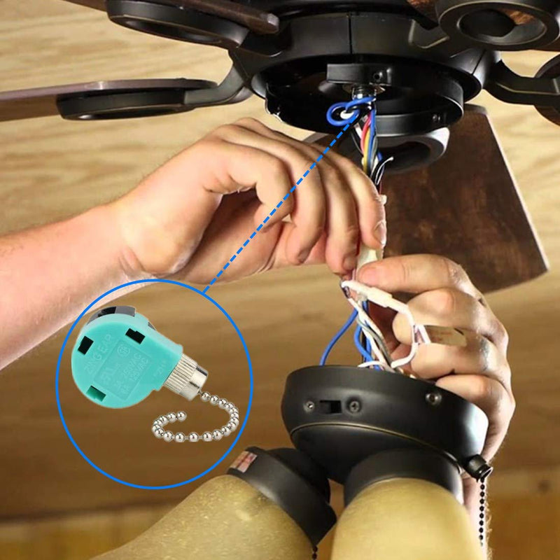 Ceiling Fan Switch 3 Speed 4 Wire Zing Ear ZE 268S6 Pull Chain Switch Control Replacement 3 Speed Control Switch Ceiling Fans, Wall Lamps, Cabinet Light ZE-268S6 Nickle 1Pack