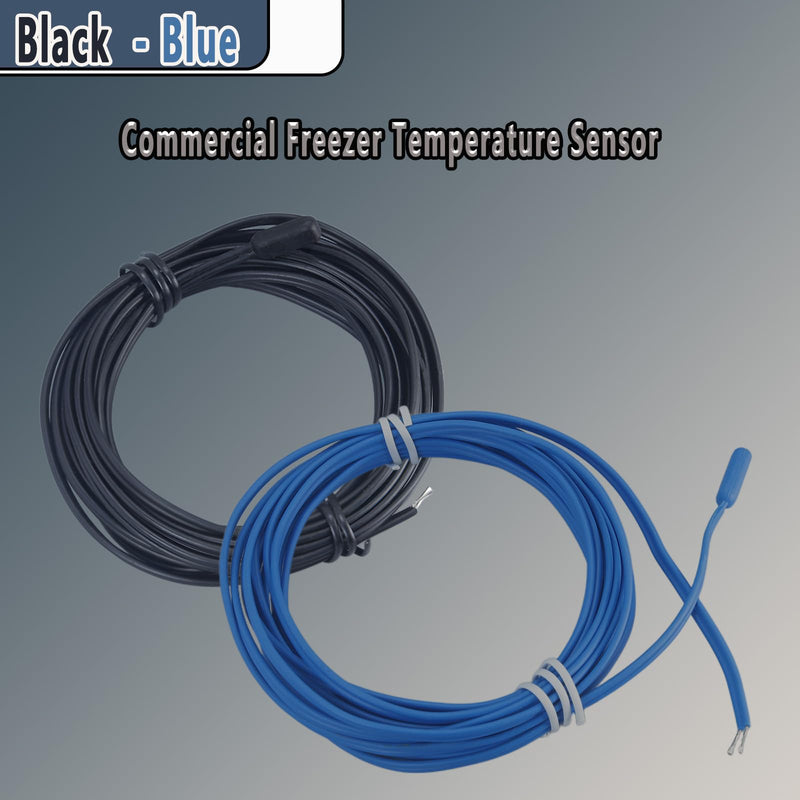 2-Pack Commercial Freezer Temperature Sensor Black/Blue 119-inch Cable Length Can Be Cut to Length