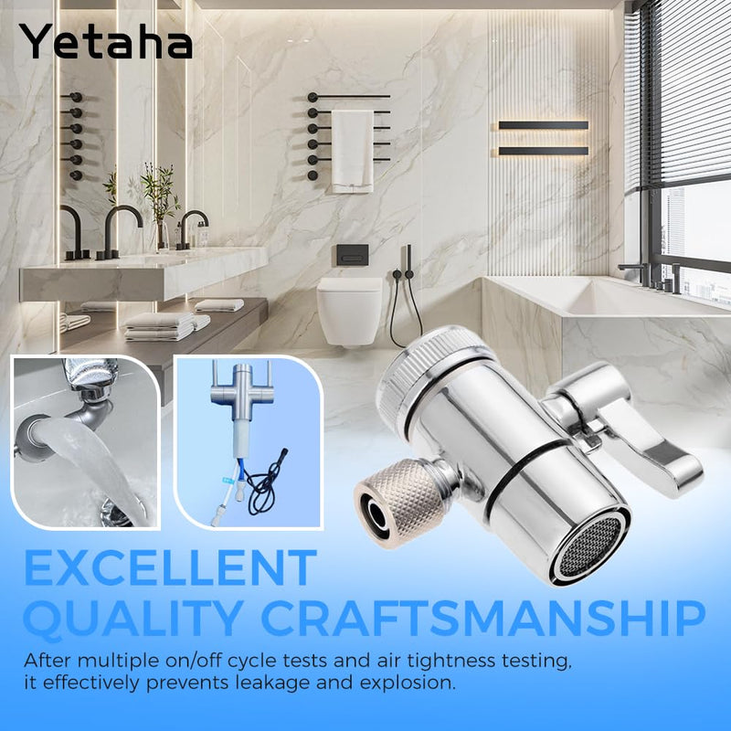 Yetaha 3/8" Faucet Diverter Valve, Kitchen Bathroom Faucet Splitter Adapter for Tubing Replacement Part, Bathroom Vanity Metal Sink Connector, Single Handle Size: 3/8"(9.5mm)