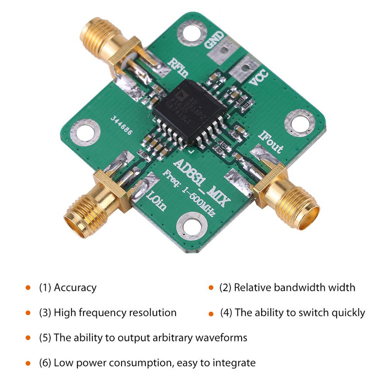 AD831 High Frequency Transducer RF Mixer Module 500MHz Bandwidth Mixing Down Mixing Dual Balanced Mixer Single Chip Radio Frequency Converter -10dBm