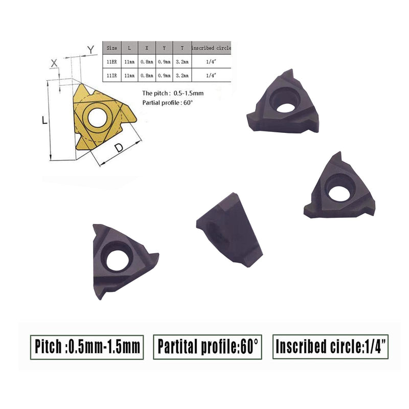 24pcs 3/8inch Lathe Threading Tool Internal Threading Tool Holder SNL0010K11 SNR0010K11 Threading Inserts 11ER AG60 11IR AG60 for Boring Bar Holder
