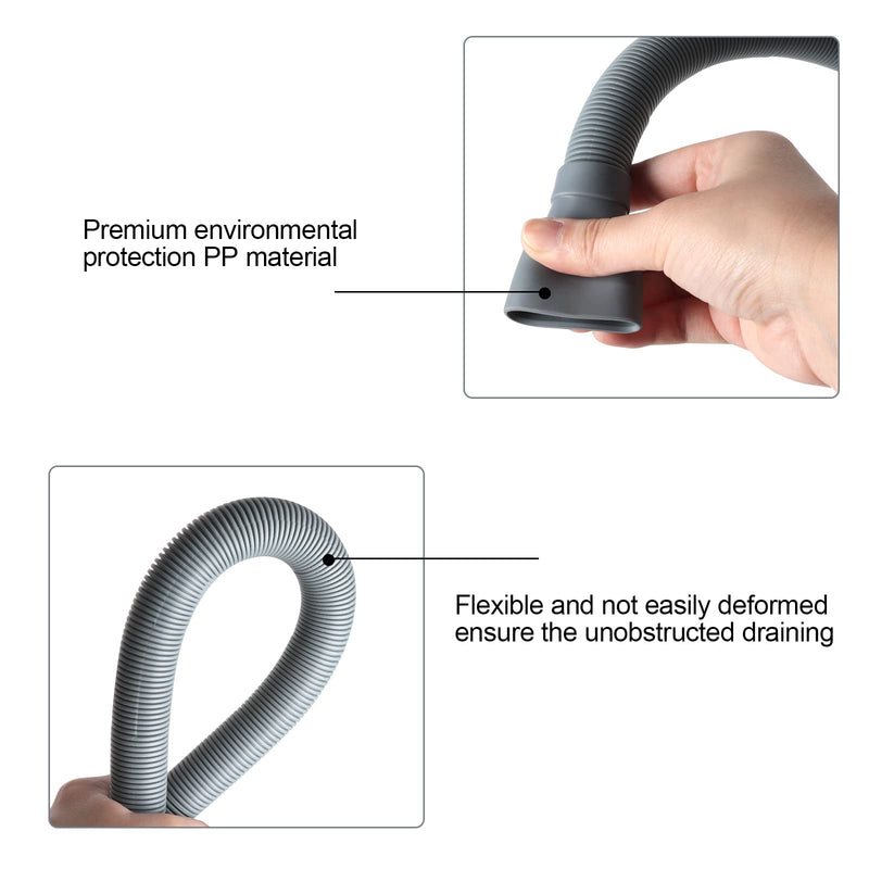 Universal Washing Machine Drain Hose Extension Kit Includes 23FT Corrugated and Flexible Washing Machine Drain Hose Replacement, U-Bend Hose Holder, Extension Adapter and 4 Pieces Clamps (23) 23 Feet