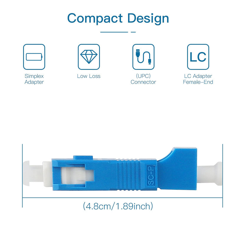 2 Pcs SC to LC Adapter - Single Mode 9/125um SC/UPC Male to LC/UPC Female Hybrid Optical Fiber Adapter Connector - Tool for Visual Fault Locator, Power Meter, Digital Communication 2