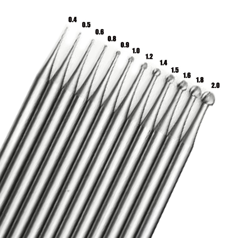 12 Pcs Round Ball Burr - 3/32'' Shank Jewelry Micro Engraving Burs Ball Shape Cutting Bits Lapidary Making Tools (004-020)