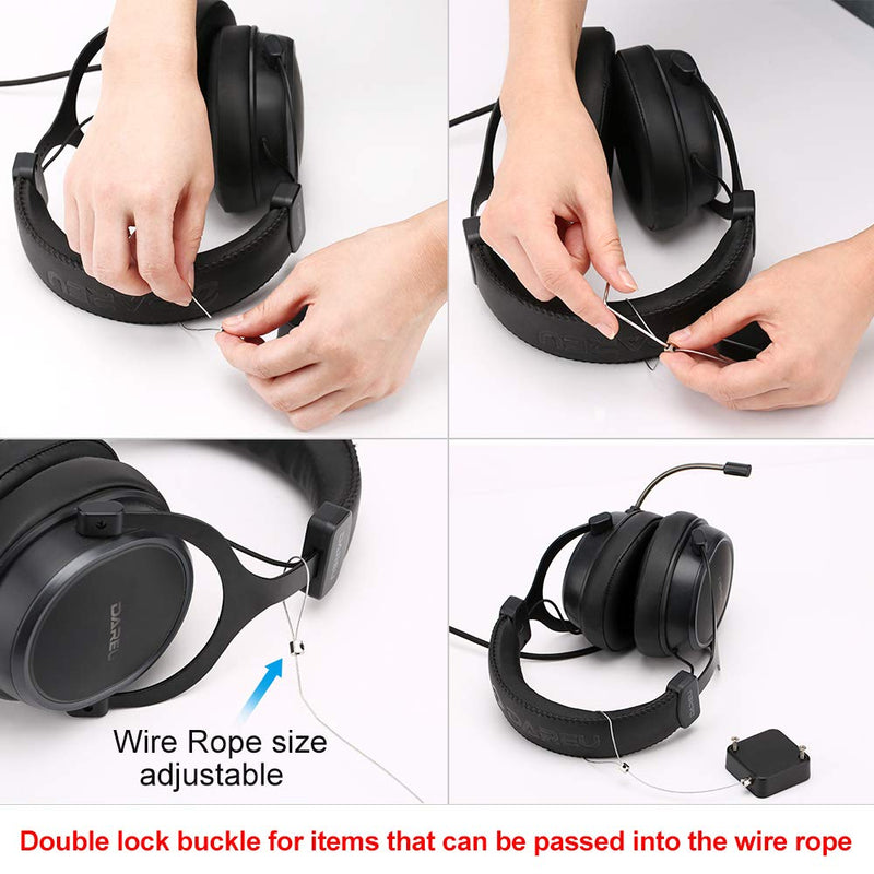 Loradar Retractable Cable Lock with Cable Tether Safety Strap, Wire Rope Safety Lock for Earphone and All Kinds of Exhibits Such As Glasses, Shoes, Key Box, Jewelry, Watches-2 Pack Black5