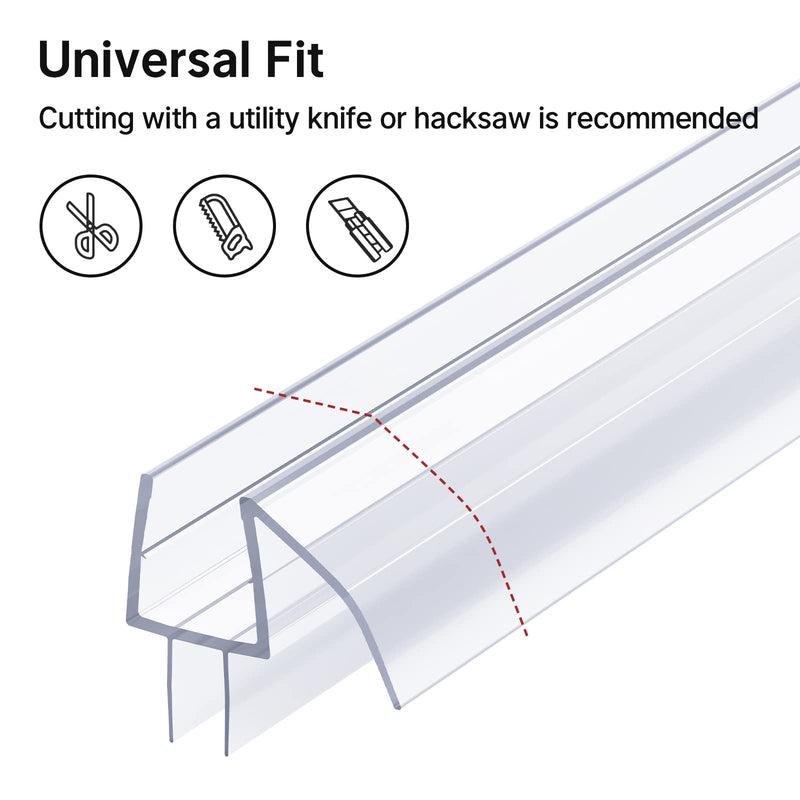 AmazerBath Shower Door Bottom Seal 47.25 Inches (15.75 Inches * 3), 3 Section Segmented Shower Installation Kit Frameless Glass Door Seal Strip - Suitable for 3/8 Inch Glass Bottom Seal 3/8