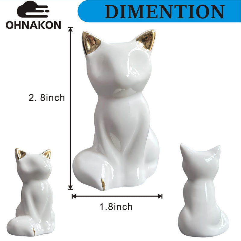 2Pcs Toilet Bolt Caps Tall White Ceramic Lovely Cat,Animal Shape Toilet Floor Bolts Covers Replacement Bathroom Decor Avoid Rusting Toilet Bolts Cover-White White fox