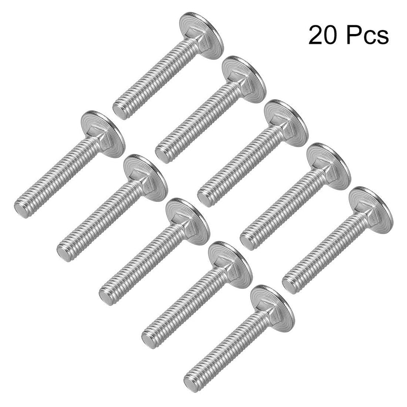 uxcell Carriage Bolts, Neck Carriage Bolt, Round Head Square Neck 304 Stainless Steel M6x35mm 20pcs 20
