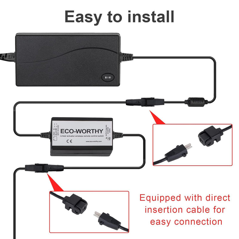 DC HOUSE Forward and Reverse Linear Actuator Controller with 12V AC/DC Adapter, Maximum Remote Control Distance 70M, Wireless Remote Motor Control Switch Kit for Various Motor/Linear Actuators 1 remote control with adapt