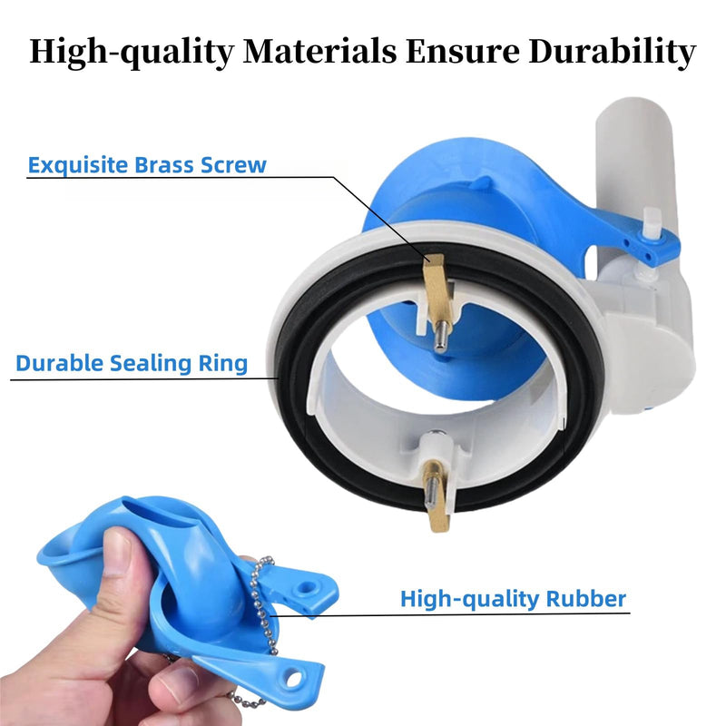 Toilet Flush Valve Assembly, 3 Inch, Compatible with One - Piece Toilets -WC Tank Repair and Replacement Part Featuring Chain and Flapper Blue/White