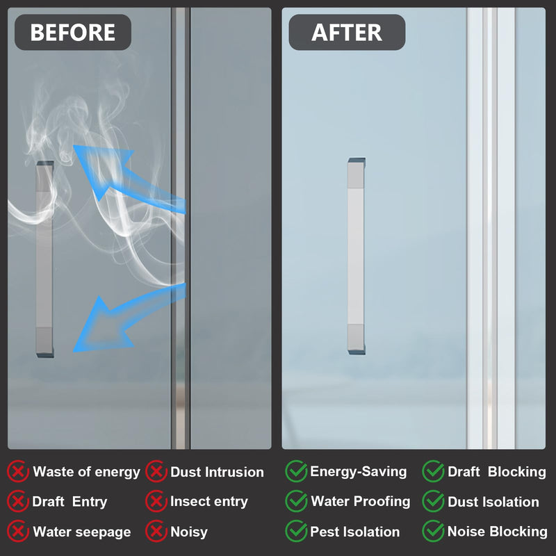 【2025 New Upgrade】 T-Shaped Silicone Weather Stripping Door Seal,1.37" x 10 FT Seal Strip for Door & Windows Gaps, Strong Adhesive Door Draft Stopper for Side of Door,Sliding Door, Transparent 1.37In Width, 10Ft Length