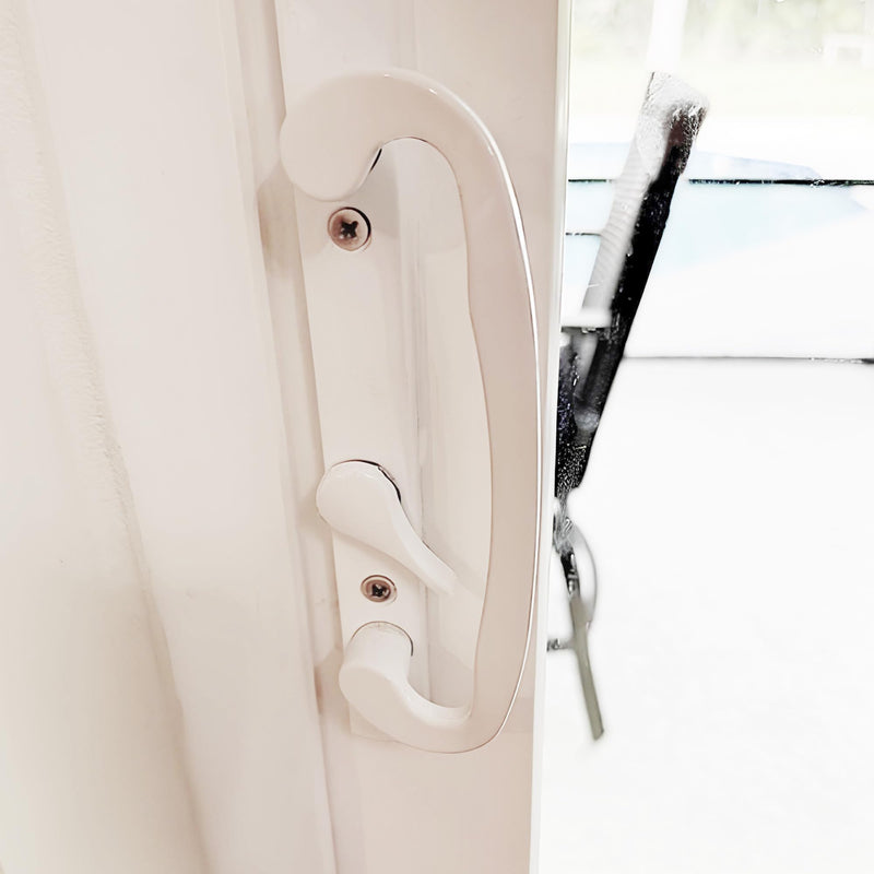 Brixwell Patio Door Handle Thumbturn Kit Full Tail, Aluminum Material, White Finish, 2-9/64" Height, 35/64" Width and 3-15/16" Hole Center, Patio Door Lock Kit