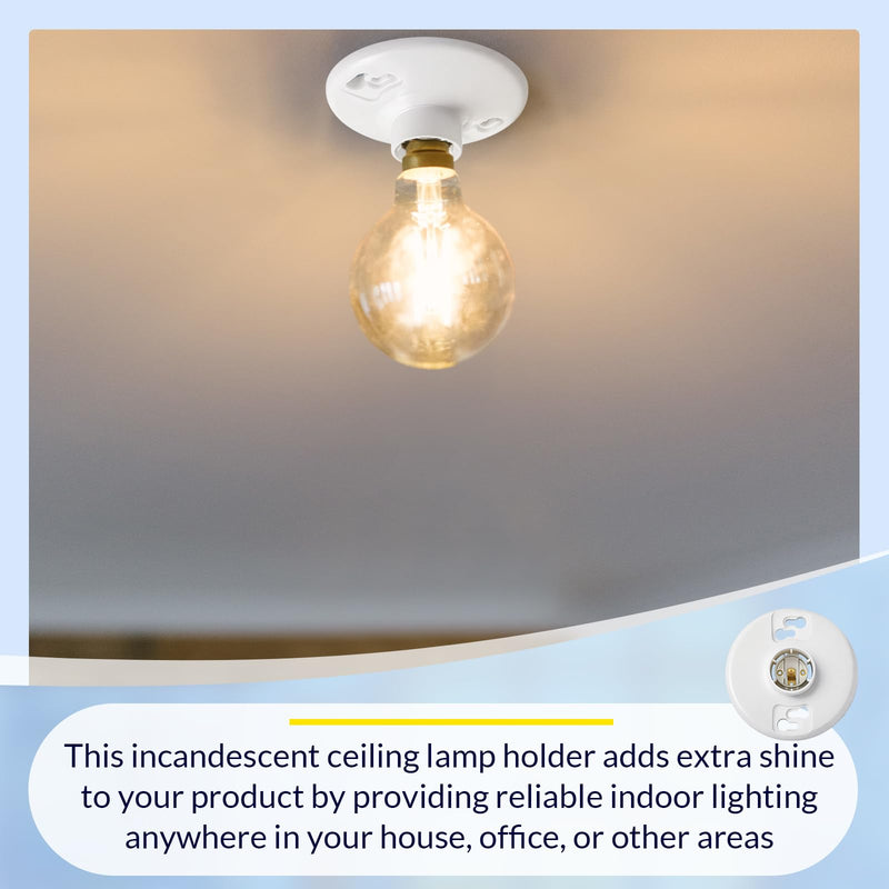 4 Pcs Medium Base E26 Lampholder Keyless Top Lamp Holder Ceiling Light Sockets White Phenolic Bulb Socket Incandescent Fluorescent CFL Lampholder 660w 250v 4