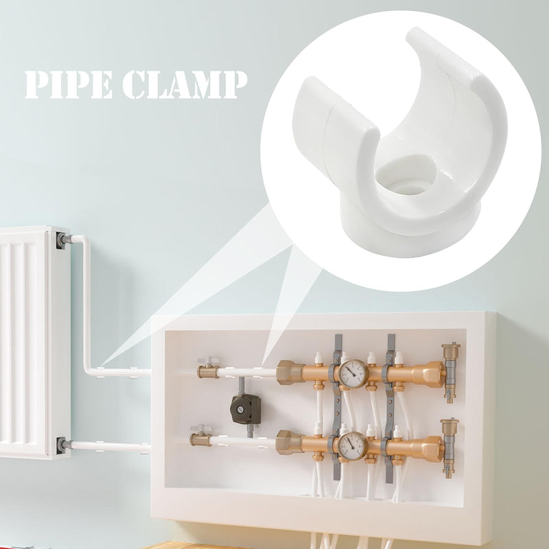 Litoexpe 3/4 Inch PEX Pipe Clamps, 20mm PVC Pipe Holder, Plastic U-Hook PEX Pipe Support Hangers, White PEX Water Pipe Clips, 20pcs PEX Tubing Clamp Tool 3/4"