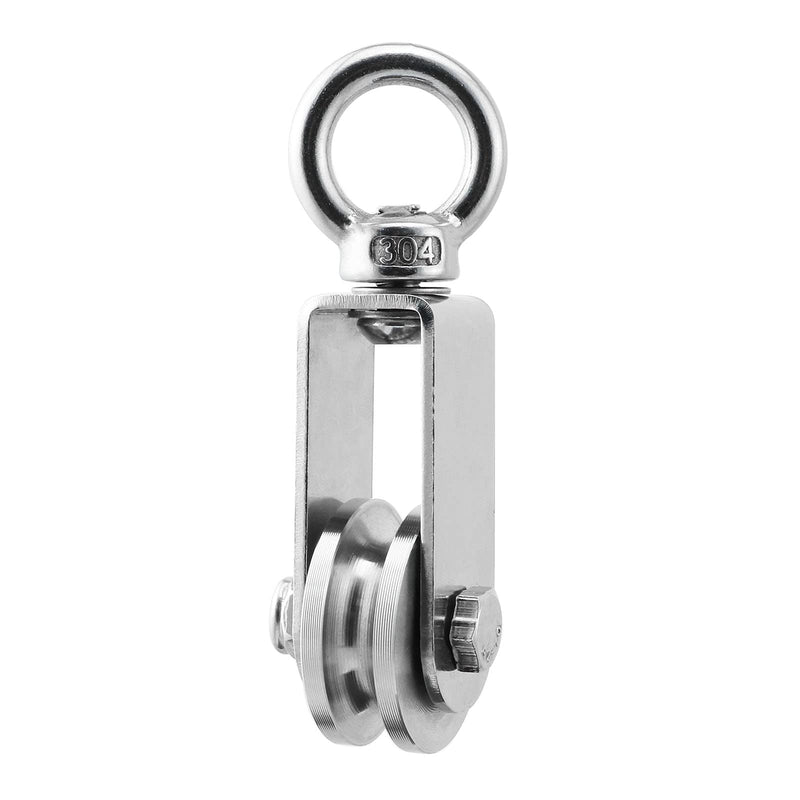 heyous 2pcs U Type Swivel Pulley 304 Stainless Steel Duplex Bearing Detachable 360 Degree Rotation Heavy Duty Traction Wheel