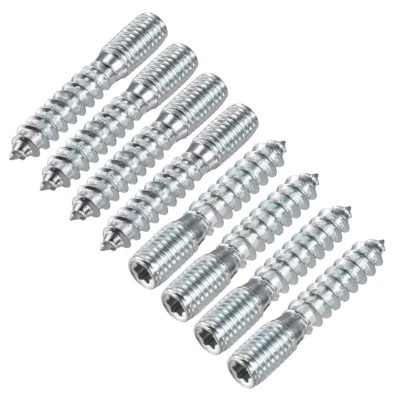 uxcell M10 Hanger Bolts Length 2"(50mm) Double Headed Bolts Self-Tapping Screw 10mm Wood Joint Furniture Legs 8pcs M10x50mm 8