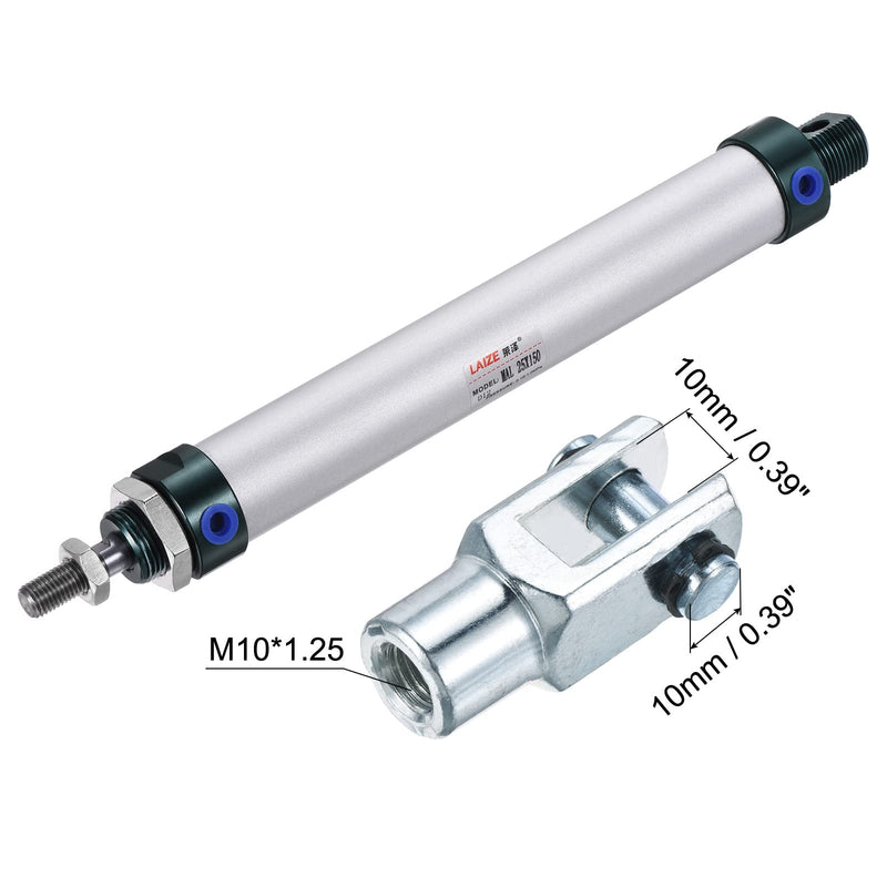MECCANIXITY Pneumatic Air Cylinder Double Action MAL25X150 25mm Bore 150mm Stroke with Y Connector and 4Pcs Quick Fitting Set 25X150 mm
