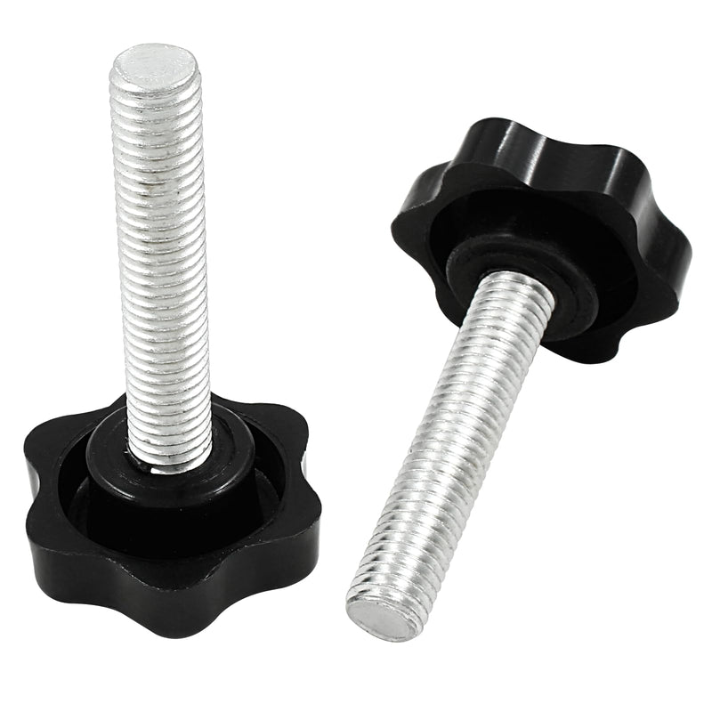 2 PCS M10 x 50mm Thread Black Star Hand Knob, Replacement Star Hand Knob Tightening Screw 2 M10 x 50