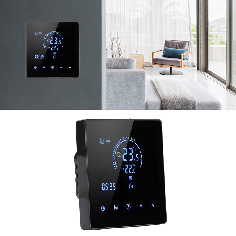 Programmable Smart Thermostat, Touchscreen LCD Display with Accurate Temperature Control for Home Office Shopping Malls AC 90V-240V 4500W Regular Version Black