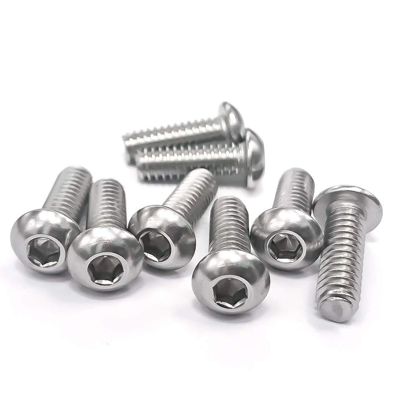3/8-16 x 1-1/4" Button Head Socket Cap Bolts Screws, 304 Stainless Steel 18-8, Full Thread, Coarse Thread UNC, Allen Hex Drive, 20 PCS 3/8-16 x 1-1/4"