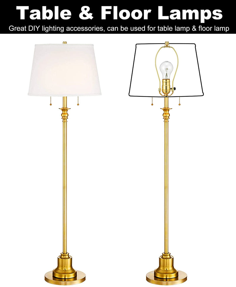 8 Inch Lamp Harp - 2 Set, Detachable Lamp Shade Holder for Table and Floor Lamps, Heavy Duty Lamp Shade Bracket with 3/8 Standard Saddle and Lamp Finial, Polished Brass 8 Inch