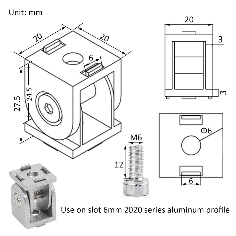 4 Sets 2020 Aluminum Extrusion Pivot Joint Bracket 2020 Swivel Mount Hinge Connector with Handles Bolts Nuts 4Pcs Pivot Joint with Bolt Nut