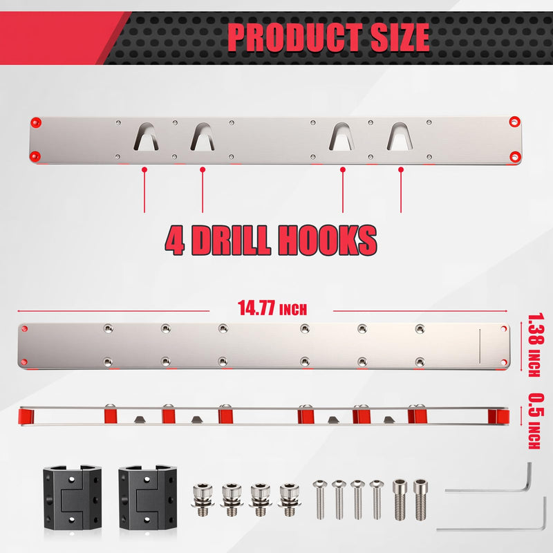 Power Drill Holder Compatible with Milwaukee Packout Toolbox Accessories Tape Measure Tool Holder Hanging Screwdrivers Wrenches on the Side for Toolbox No Drilling Organizer 14.8 x 1.4 x 0.6 inches nonmagnetic