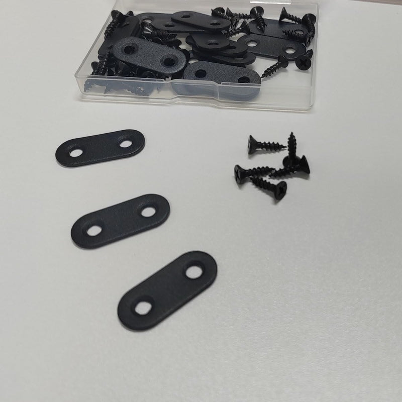 20 Pack Straight Brace, Flat Straight Bracket with Screws, Stainless Straight Flat Brace, Repair Bracket, Flat Plate Straight Bracket, Stainless Steel Straight Bracket (Black) Black