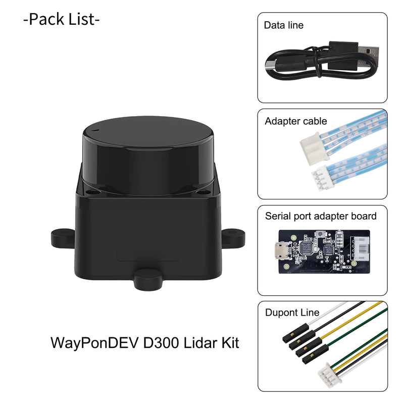 WayPonDEV FHL-LD19 360 Degree 2D Lidar Distance Sensor Kit, 10Hz Scan Rate and 12m Distance Lidar Scanner Module for Smart Obstacle/Robot/Maker Education Indoor/Outdoor